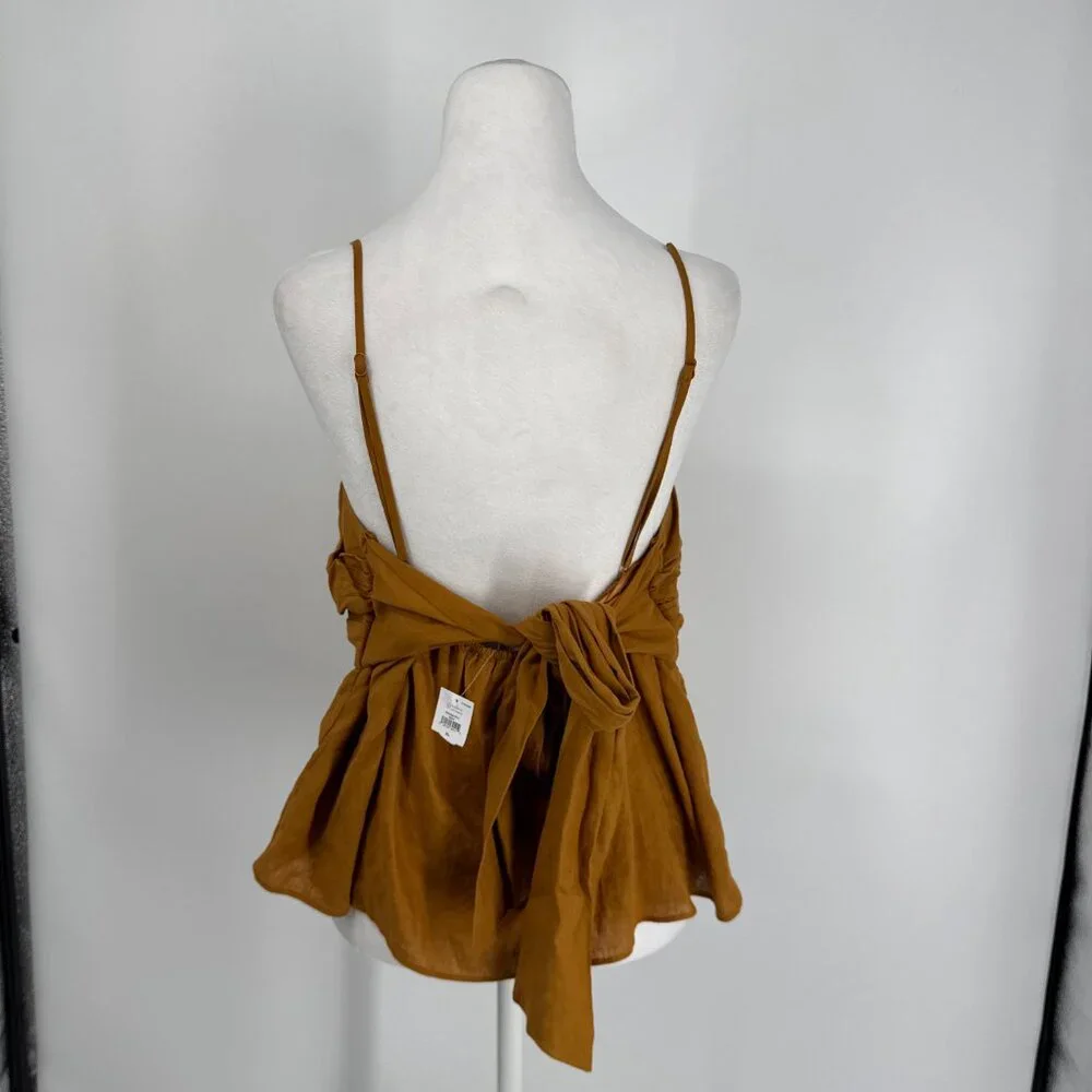 Banana Republic Linen-Blend Tie-Back Peplum Camisole Top Size XL NWT - Picture 8 of 13